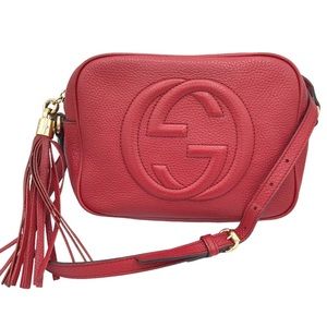 SALE! Gucci Soho Disco Bag Crossbody Handbag Purse in Red Leather
